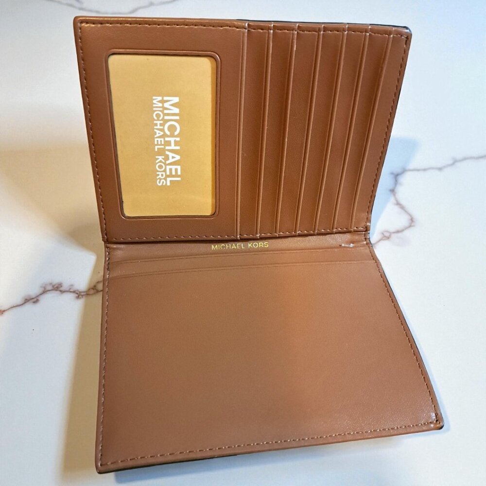 Michael Kors Women's Brown/Red/Pink Logo Bedford Medium Passport Wallet NWOT - Picture 8 of 11